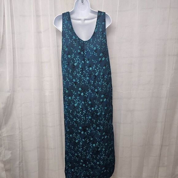 Blue Rust Floral Sleeveless Maxi Dress Reversible Boho M+ - Picture 5 of 10